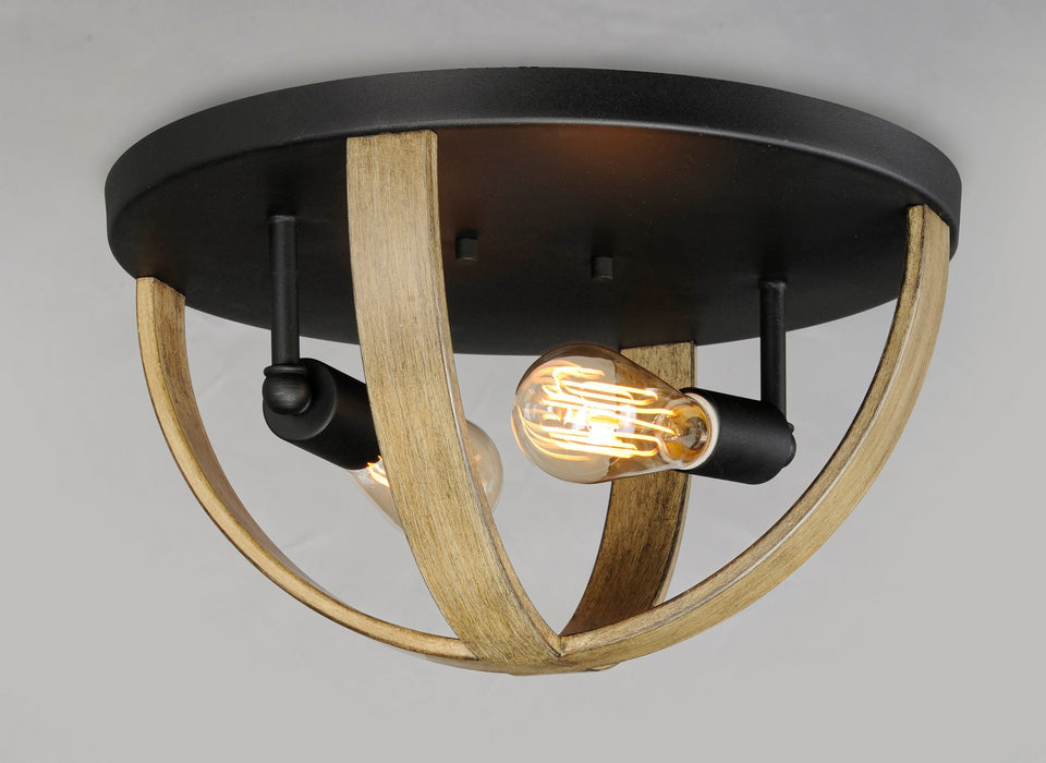 Maxim 27570BWBK Two Light Flush Mount, Barn Wood / Black