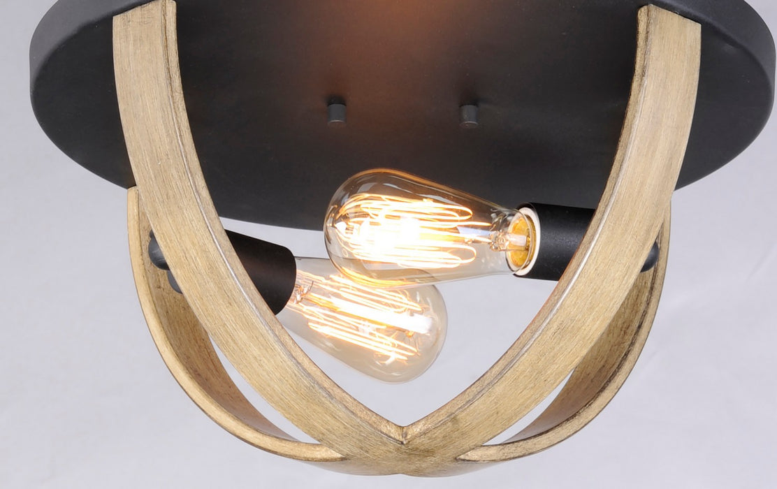 Maxim 27570BWBK Two Light Flush Mount, Barn Wood / Black