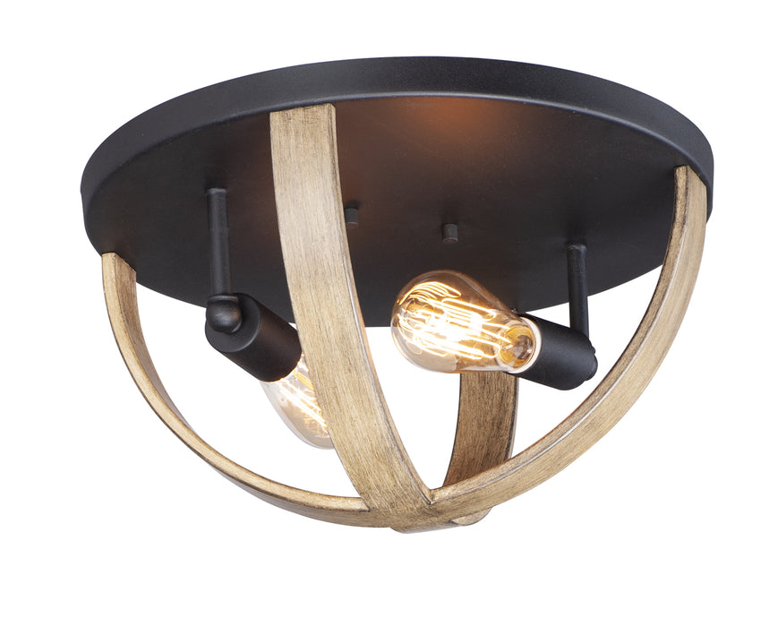 Maxim 27570BWBK Two Light Flush Mount, Barn Wood / Black