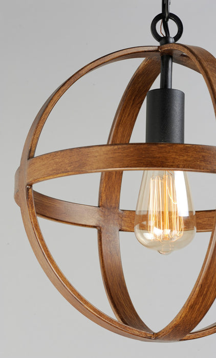 Maxim 27571APBK One Light Pendant, Antique Pecan / Black