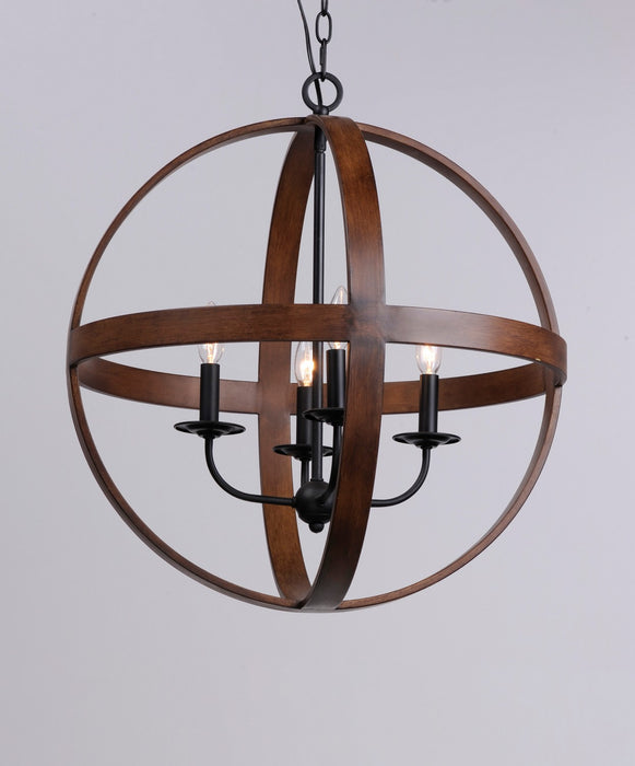 Maxim 27574APBK Four Light Pendant, Antique Pecan / Black