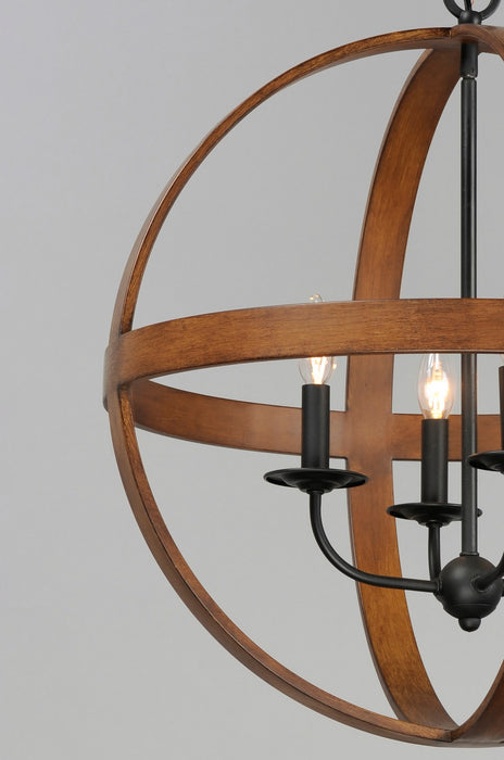 Maxim 27574APBK Four Light Pendant, Antique Pecan / Black