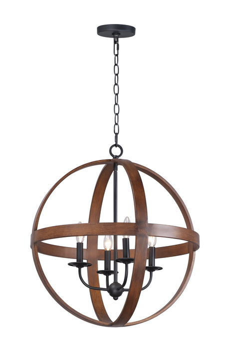 Maxim 27574APBK Four Light Pendant, Antique Pecan / Black