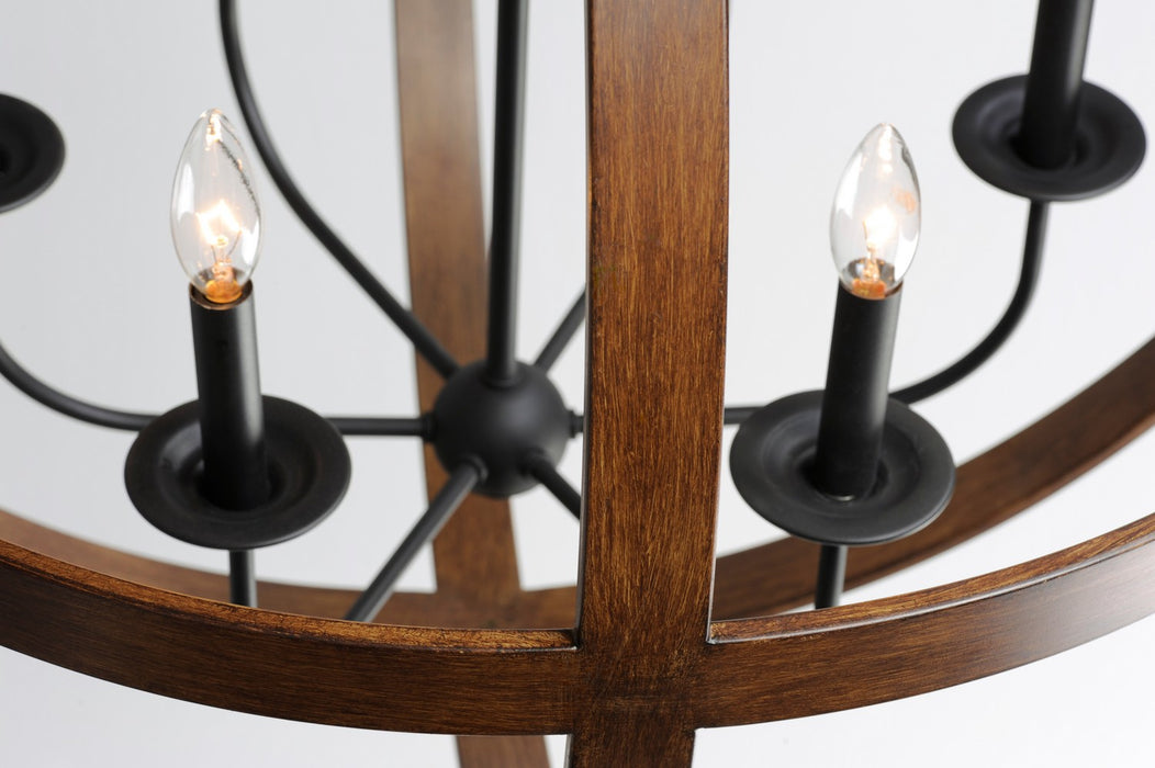 Maxim 27576APBK Six Light Pendant, Antique Pecan / Black