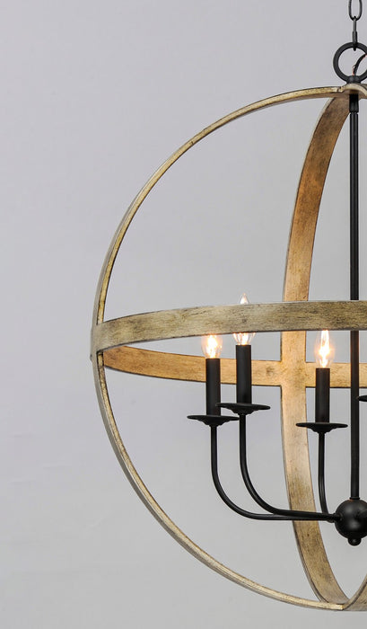 Maxim 27576BWBK Six Light Pendant, Barn Wood / Black