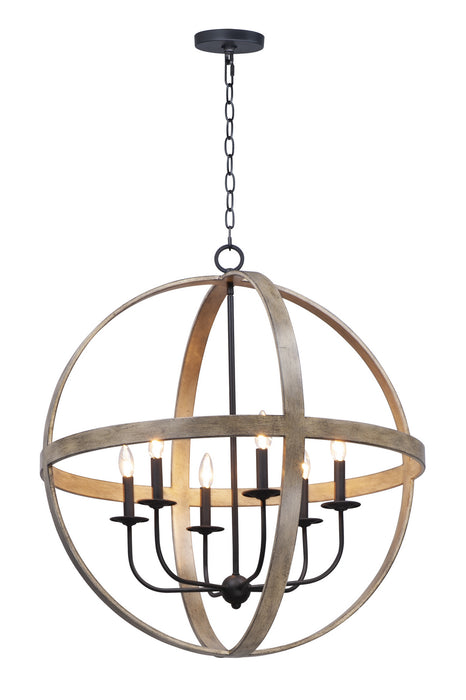 Maxim 27576BWBK Six Light Pendant, Barn Wood / Black