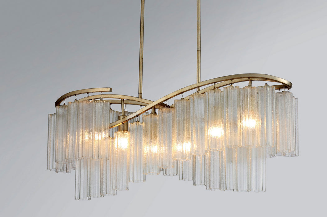Maxim 39579WFLGS Six Light Linear Chandelier, Golden Silver