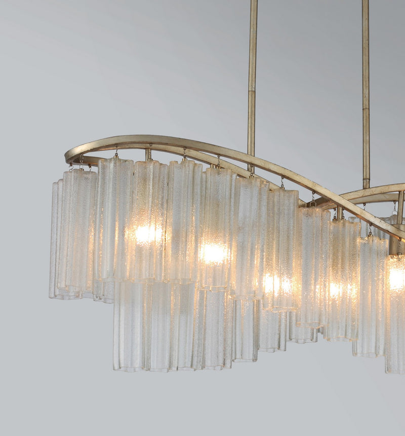 Maxim 39579WFLGS Six Light Linear Chandelier, Golden Silver
