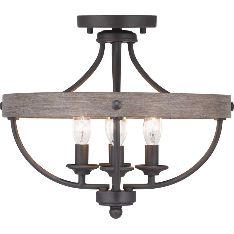 Progress Lighting P350117-143 Four Light Semi-Flush Convertible, Graphite