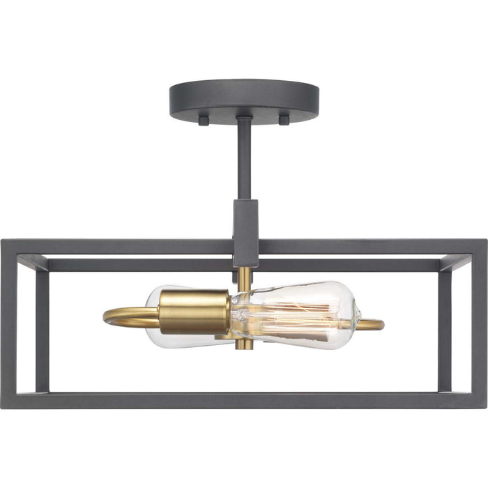 Progress Lighting P350120-143 Two Light Semi-Flush Convertible, Graphite