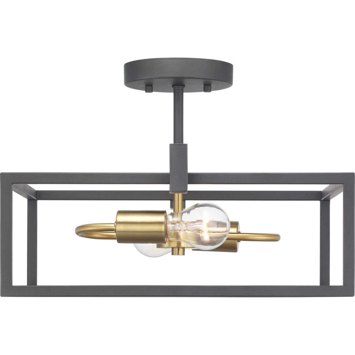 Progress Lighting P350120-143 Two Light Semi-Flush Convertible, Graphite