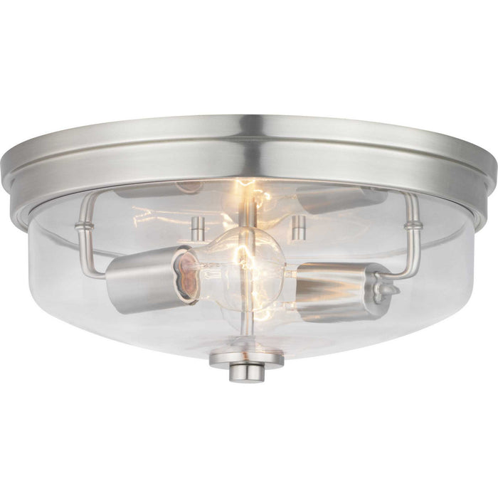 Progress Lighting P350121-009 Two Light Flush Mount, Brushed Nickel