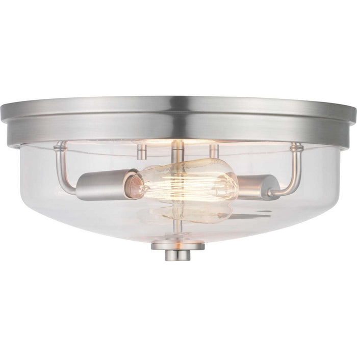 Progress Lighting P350121-009 Two Light Flush Mount, Brushed Nickel