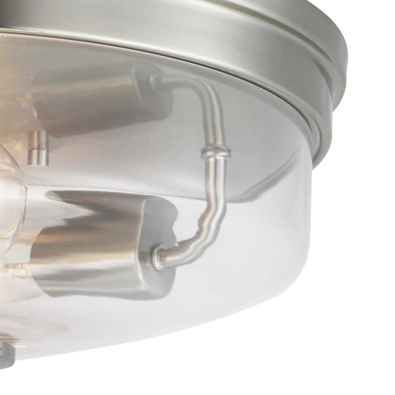 Progress Lighting P350121-009 Two Light Flush Mount, Brushed Nickel