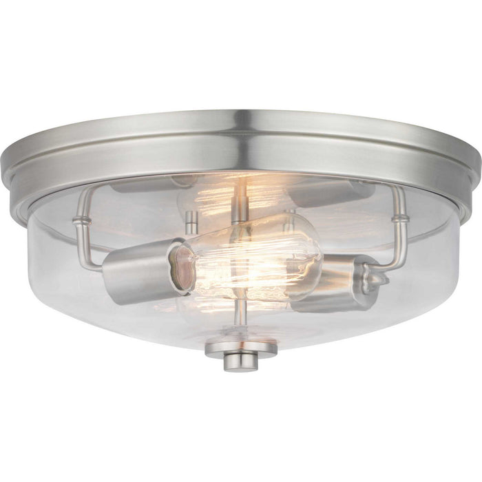 Progress Lighting P350121-009 Two Light Flush Mount, Brushed Nickel