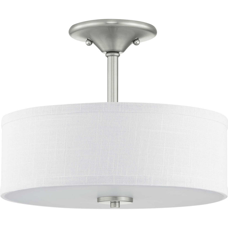 Progress Lighting P350129-009 Two Light Semi-Flush Mount, Brushed Nickel