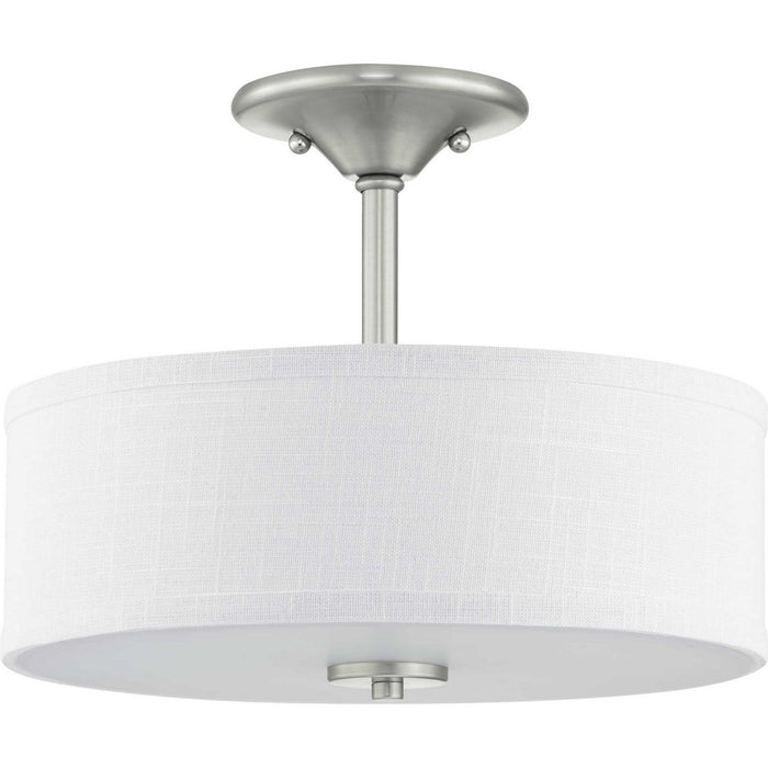 Progress Lighting P350129-009 Two Light Semi-Flush Mount, Brushed Nickel