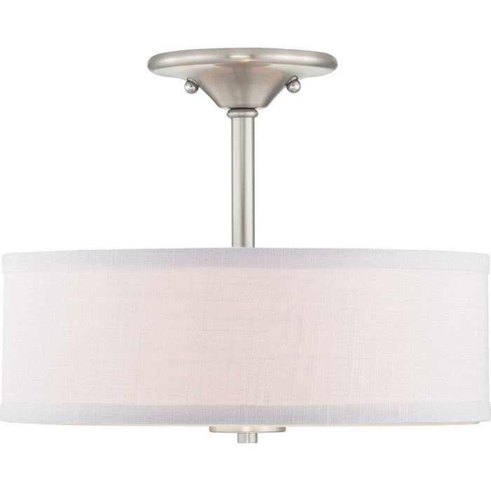 Progress Lighting P350129-009 Two Light Semi-Flush Mount, Brushed Nickel