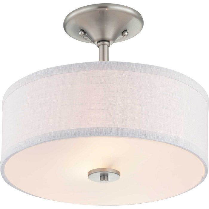 Progress Lighting P350129-009 Two Light Semi-Flush Mount, Brushed Nickel