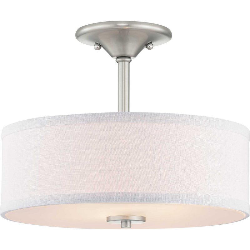 Progress Lighting P350129-009 Two Light Semi-Flush Mount, Brushed Nickel