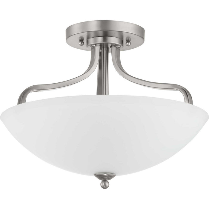 Progress Lighting P350136-009 Three Light Semi-Flush Mount, Brushed Nickel
