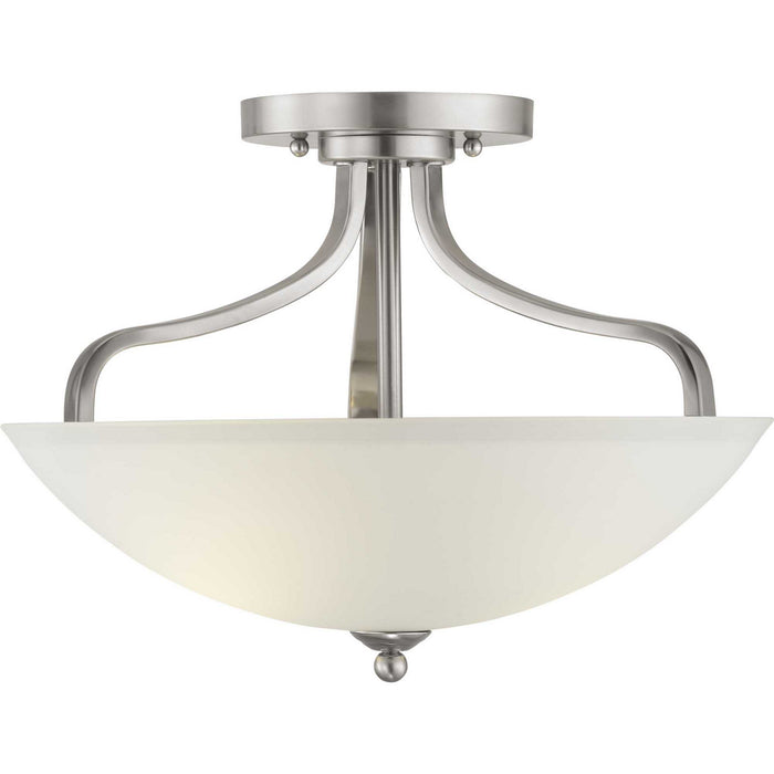 Progress Lighting P350136-009 Three Light Semi-Flush Mount, Brushed Nickel