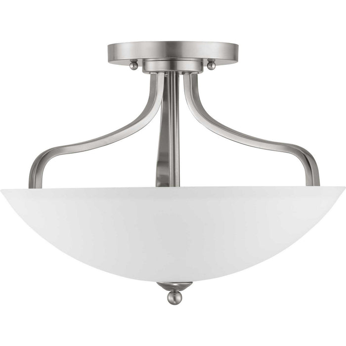 Progress Lighting P350136-009 Three Light Semi-Flush Mount, Brushed Nickel