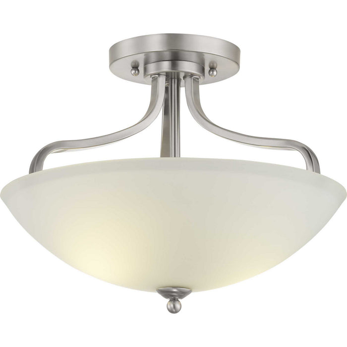 Progress Lighting P350136-009 Three Light Semi-Flush Mount, Brushed Nickel