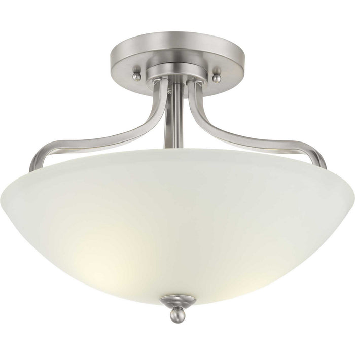 Progress Lighting P350136-009 Three Light Semi-Flush Mount, Brushed Nickel