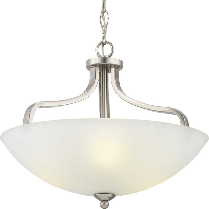 Progress Lighting P350136-009 Three Light Semi-Flush Mount, Brushed Nickel