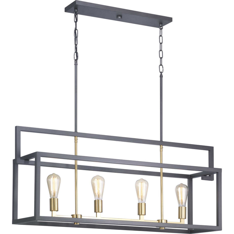 Progress Lighting P400086-143 Four Light Island Pendant, Graphite
