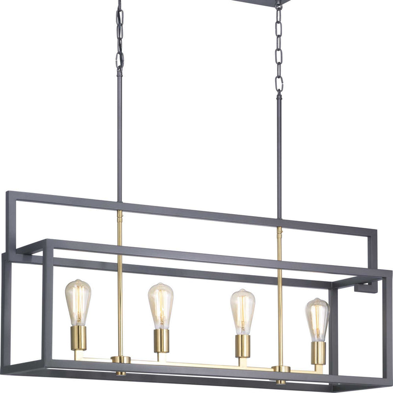 Progress Lighting P400086-143 Four Light Island Pendant, Graphite