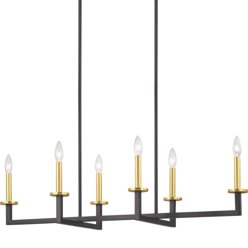 Progress Lighting P400114-143 Six Light Island Pendant, Graphite
