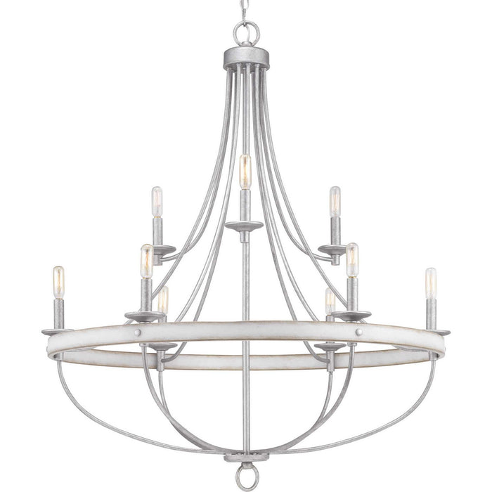 Progress Lighting P400159-141 Nine Light Chandelier, Galvanized Finish