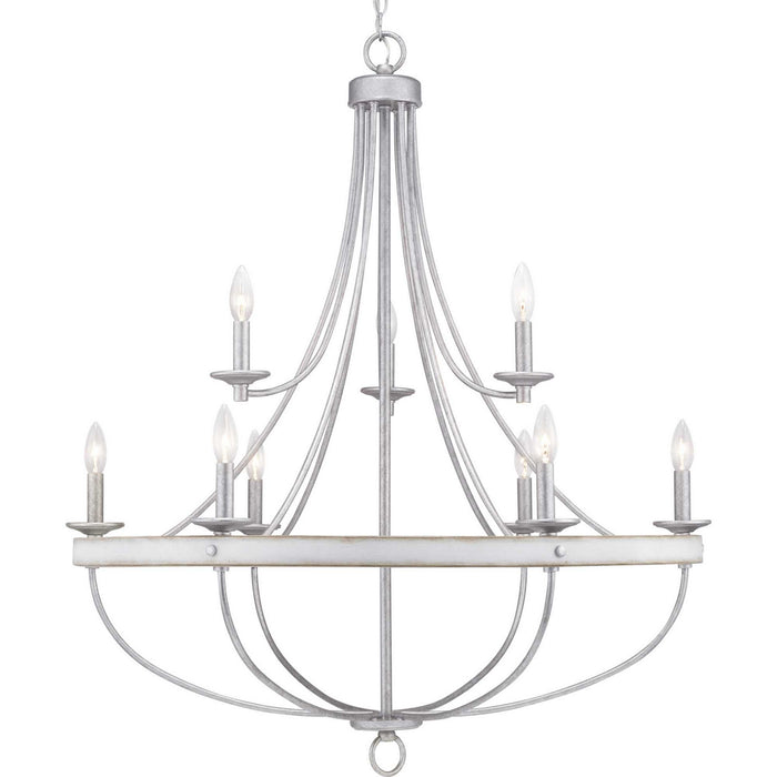 Progress Lighting P400159-141 Nine Light Chandelier, Galvanized Finish