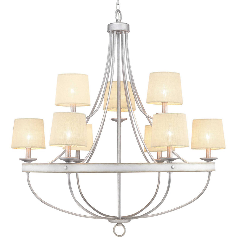 Progress Lighting P400159-141 Nine Light Chandelier, Galvanized Finish