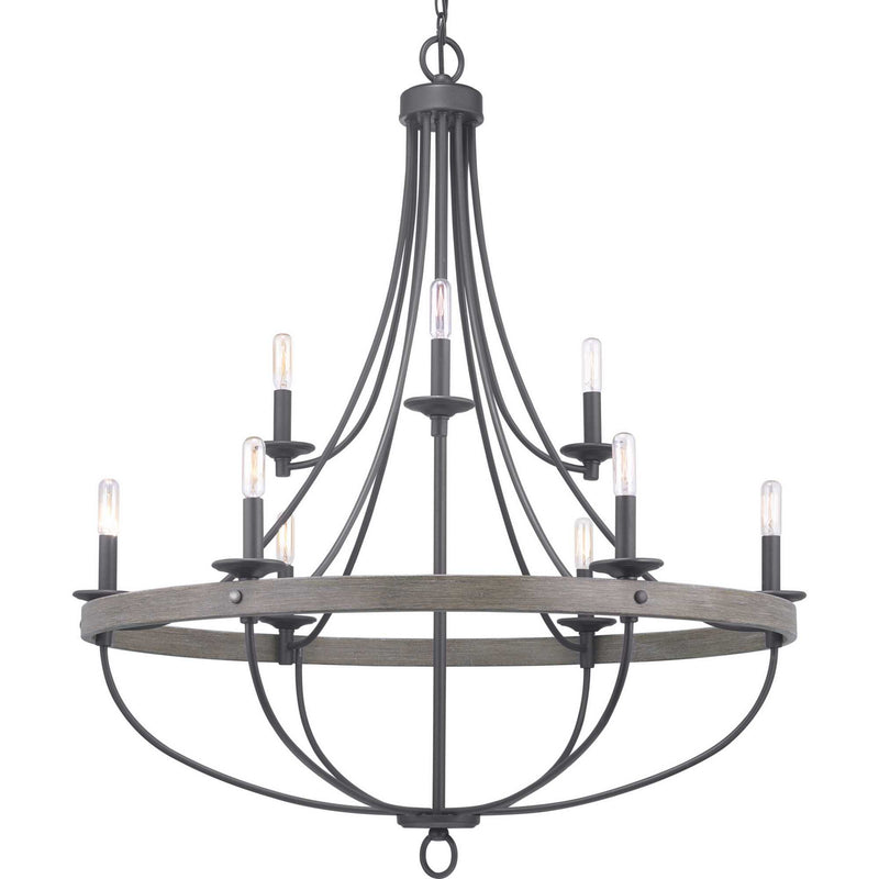 Progress Lighting P400159-143 Nine Light Chandelier, Graphite
