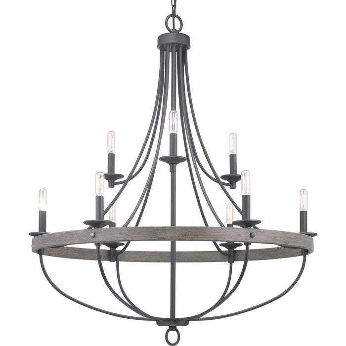 Progress Lighting P400159-143 Nine Light Chandelier, Graphite