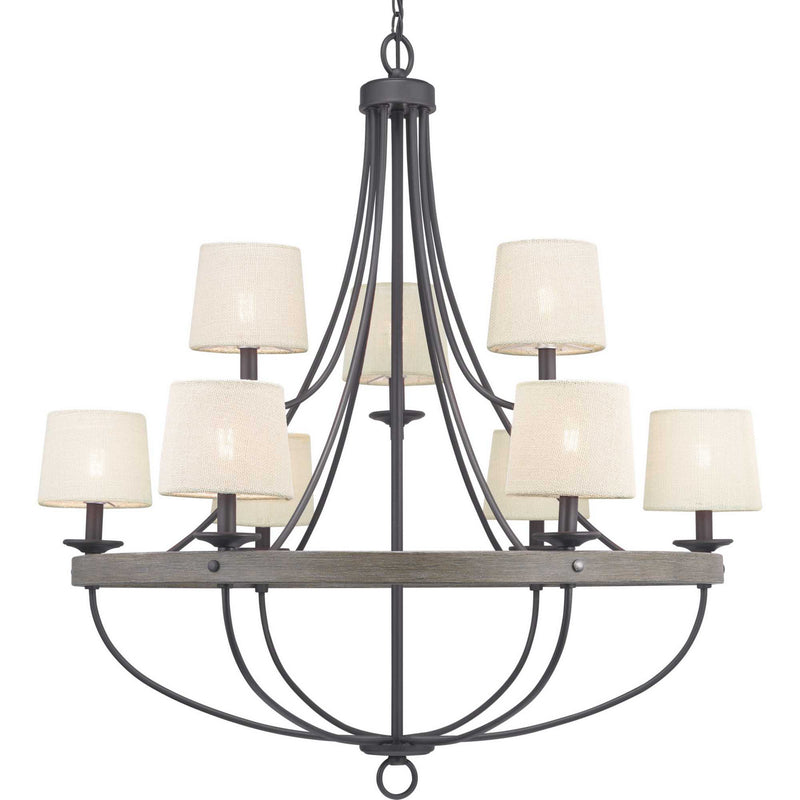 Progress Lighting P400159-143 Nine Light Chandelier, Graphite