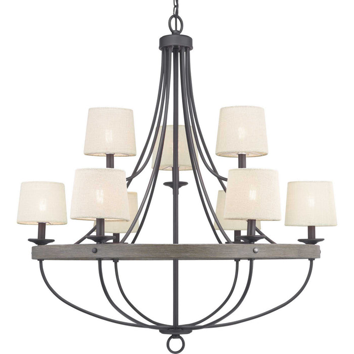 Progress Lighting P400159-143 Nine Light Chandelier, Graphite
