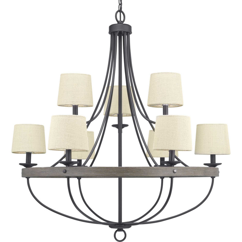 Progress Lighting P400159-143 Nine Light Chandelier, Graphite