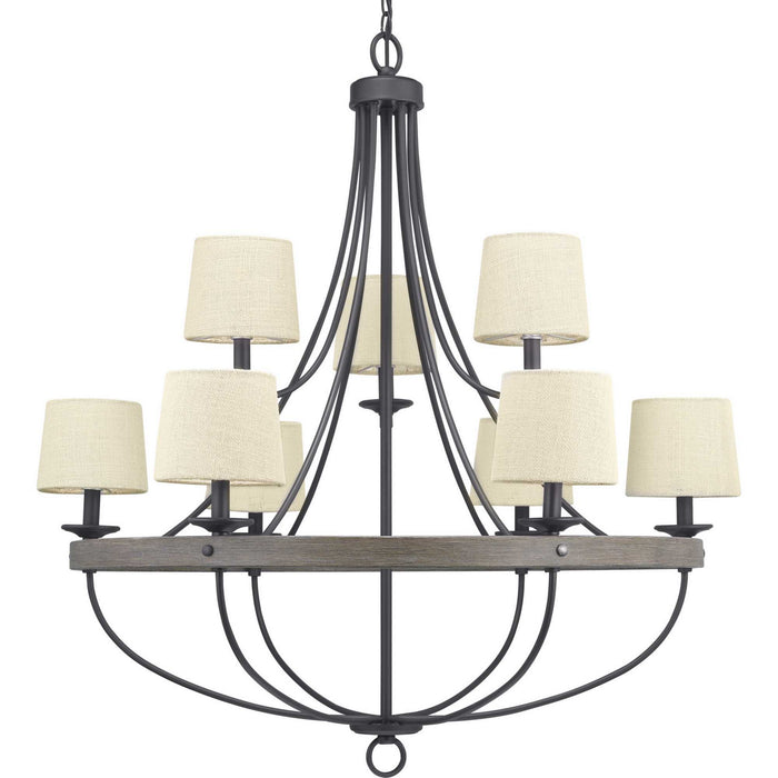 Progress Lighting P400159-143 Nine Light Chandelier, Graphite