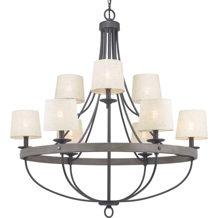 Progress Lighting P400159-143 Nine Light Chandelier, Graphite