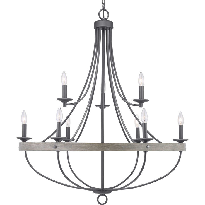 Progress Lighting P400159-143 Nine Light Chandelier, Graphite