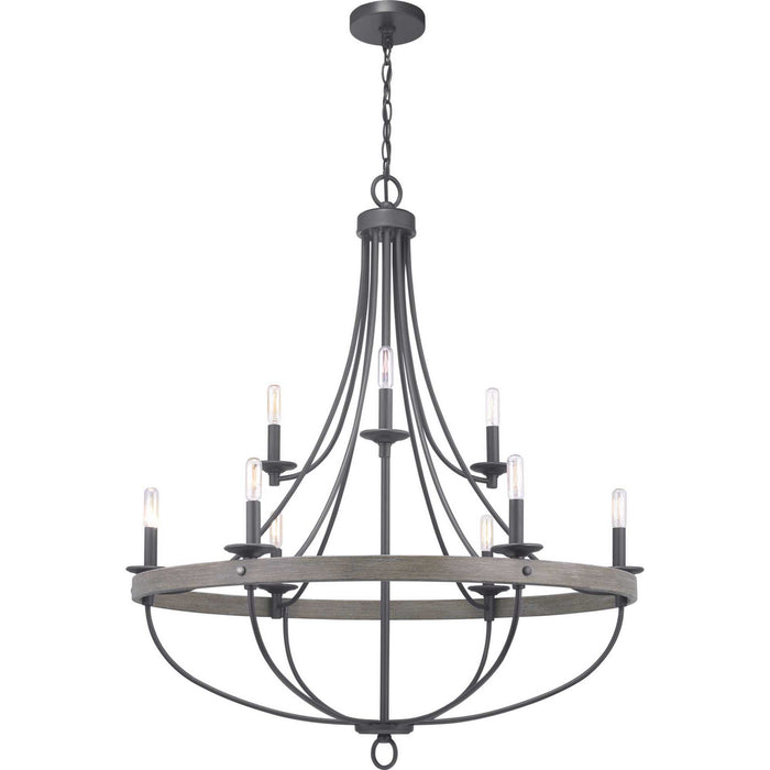 Progress Lighting P400159-143 Nine Light Chandelier, Graphite