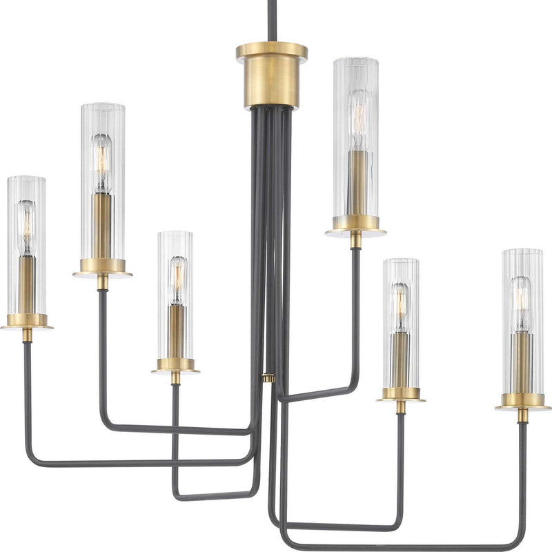 Progress Lighting P400168-143 Six Light Chandelier, Graphite