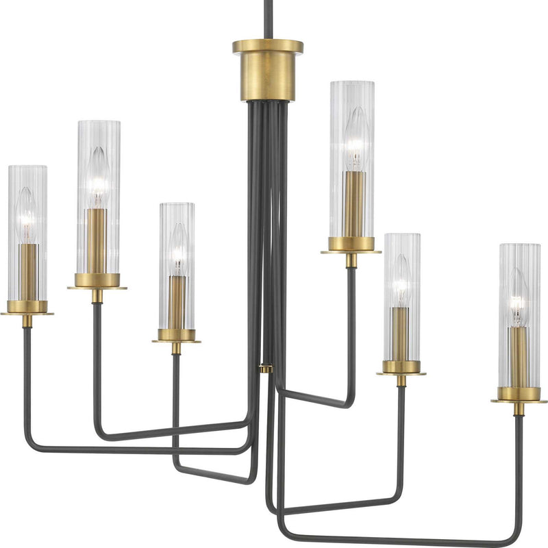 Progress Lighting P400168-143 Six Light Chandelier, Graphite