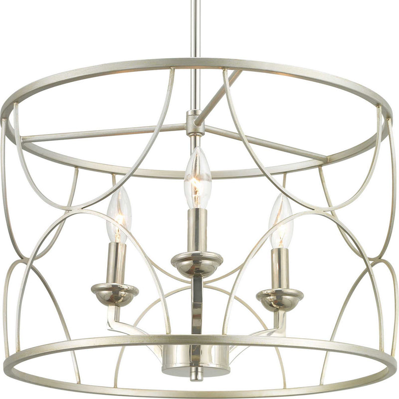 Progress Lighting P400177-134 Three Light Chandelier, Silver Ridge