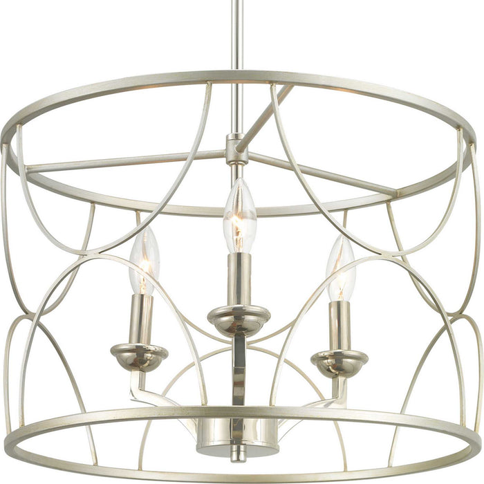 Progress Lighting P400177-134 Three Light Chandelier, Silver Ridge