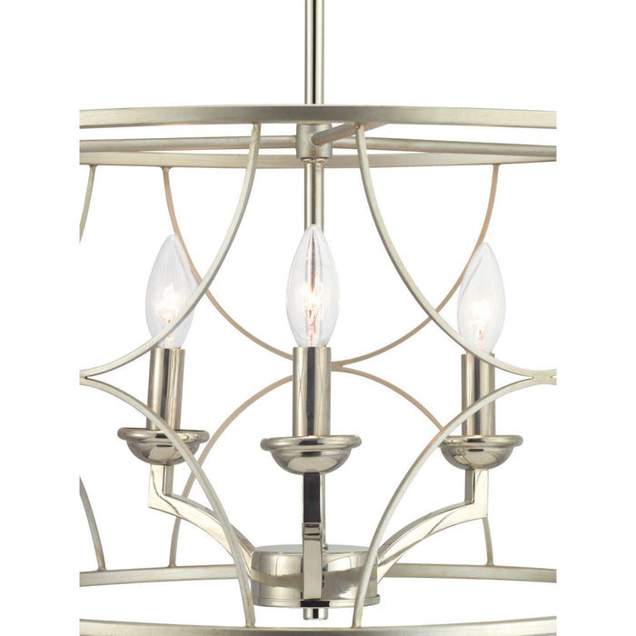 Progress Lighting P400177-134 Three Light Chandelier, Silver Ridge
